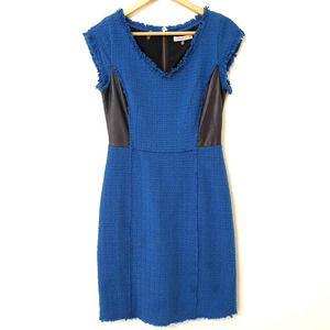 Rebecca Taylor Blue Black Tweed Shift Dress Women's Size 2